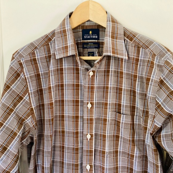 Lot of 2 Stafford’s EASY CARE BROADCLOTH FITTED PLAID Dress Shirts 15.5 32-33 - Picture 10 of 14